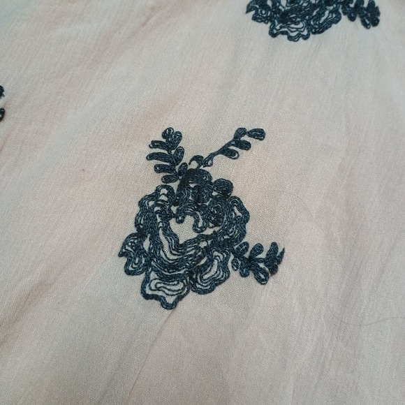 Free People Light Pink Grey Embroidery Floral Long Sleeve Mini Dress Tunic Size - Picture 7 of 9